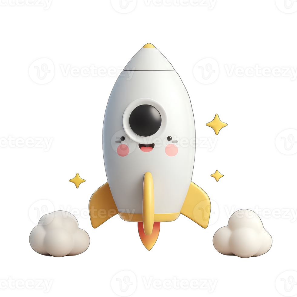 Entertaining 3D Rocket Graphic, png