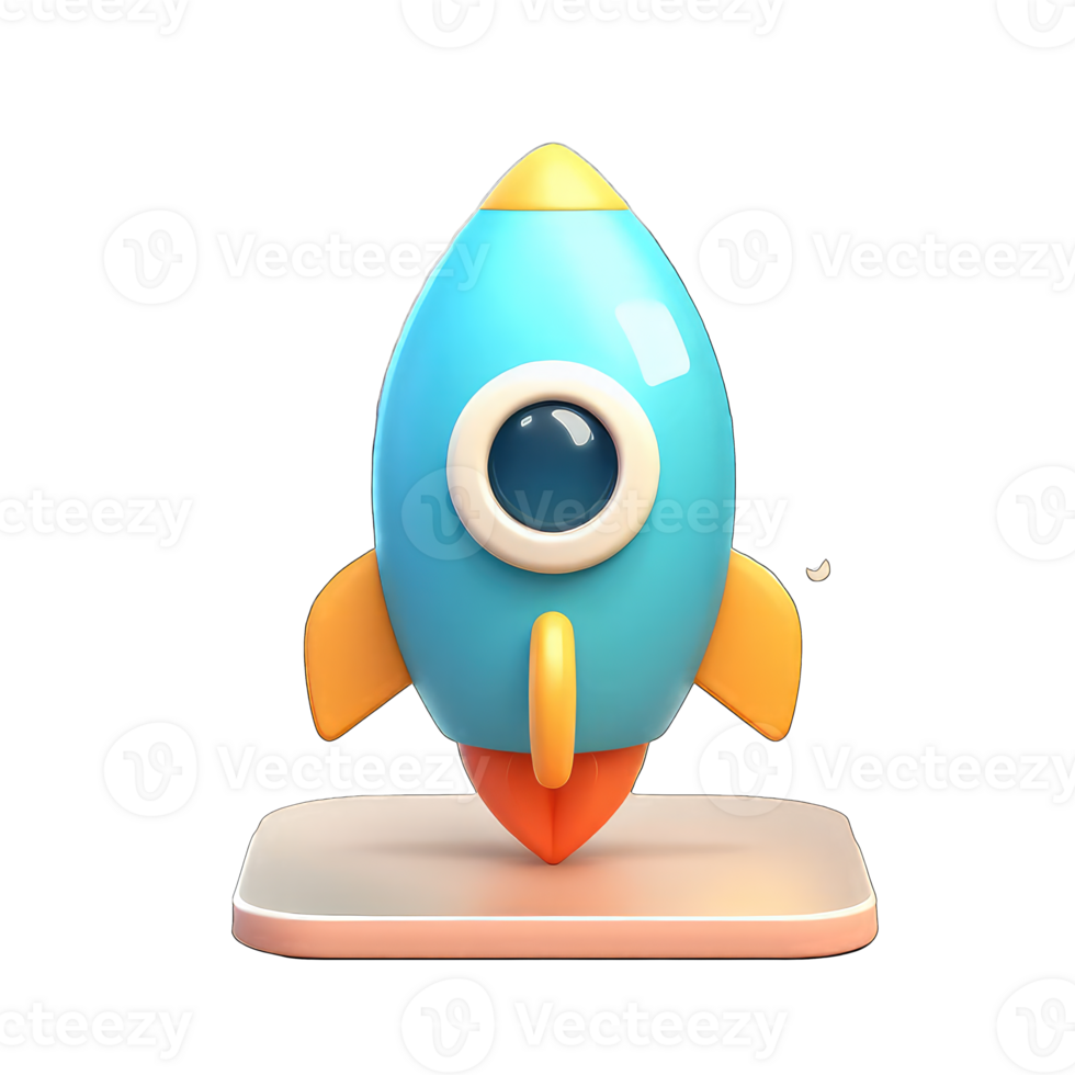 Entertaining 3D Rocket Graphic, png