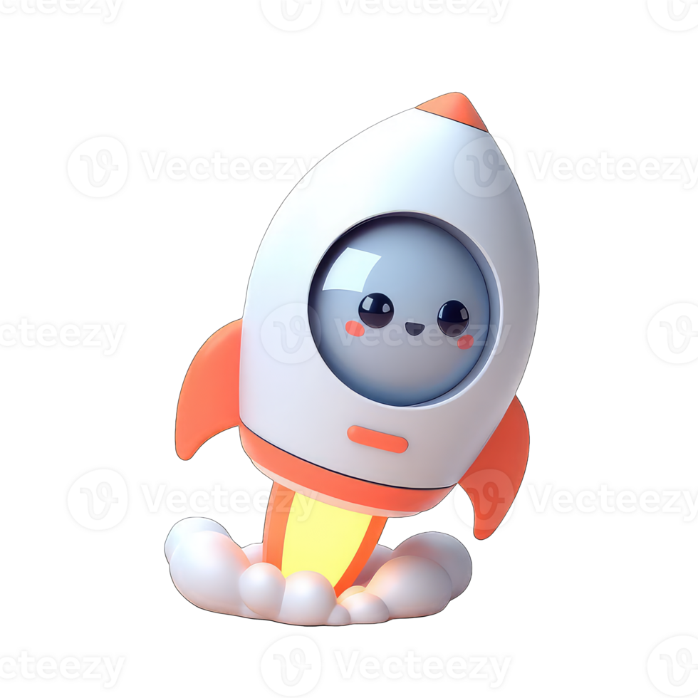 Entertaining 3D Rocket Graphic, png