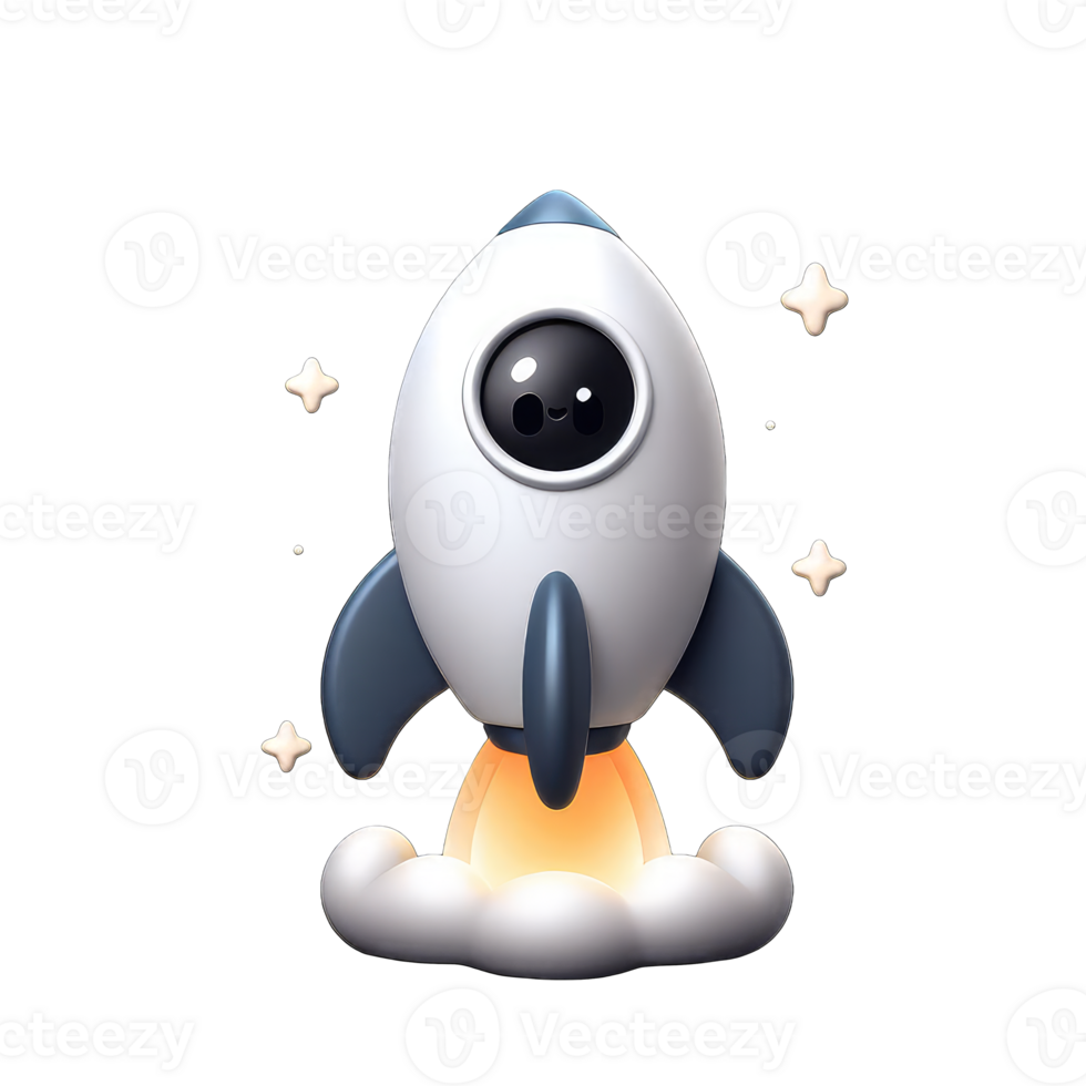 Entertaining 3D Rocket Graphic, png