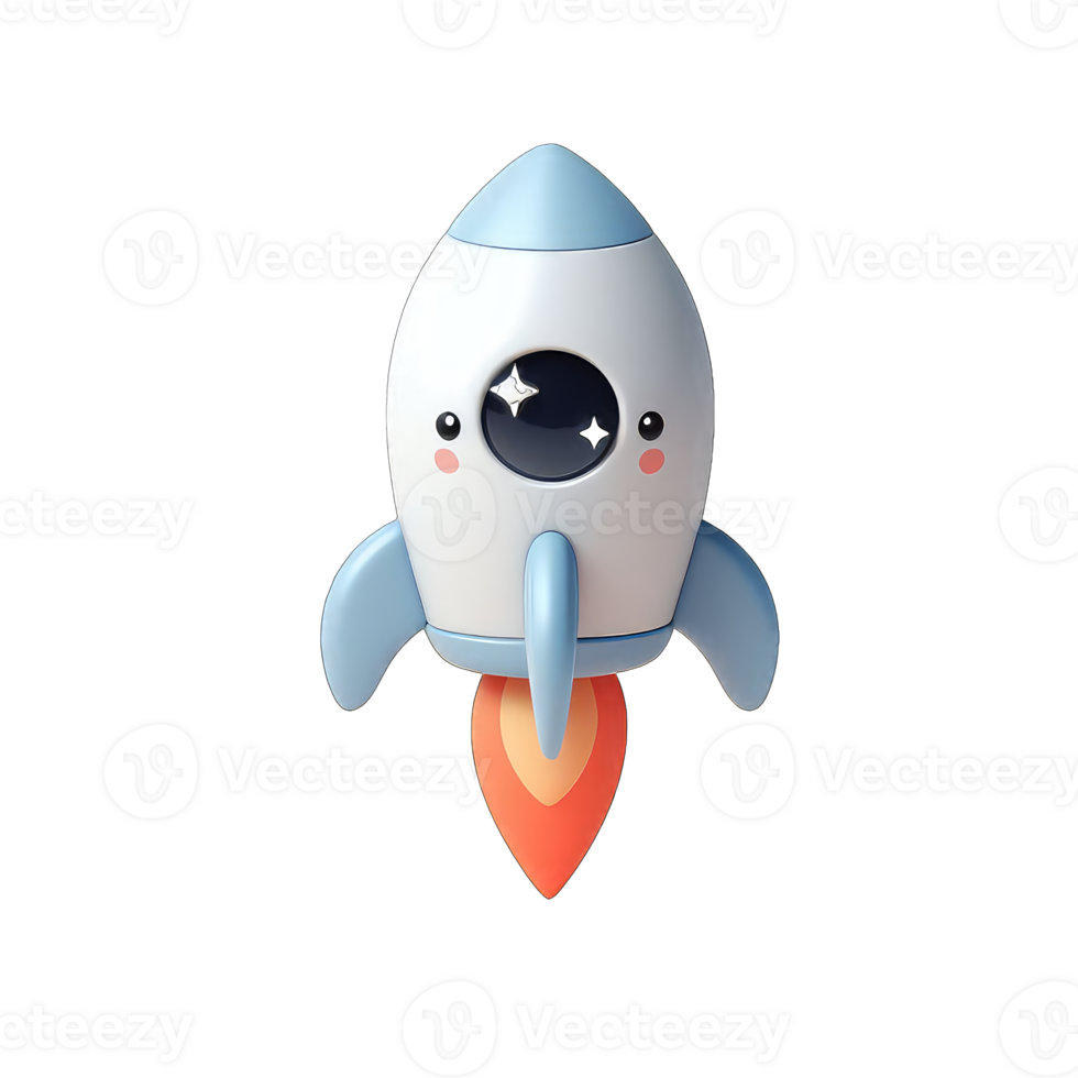 Entertaining 3D Rocket Graphic, png