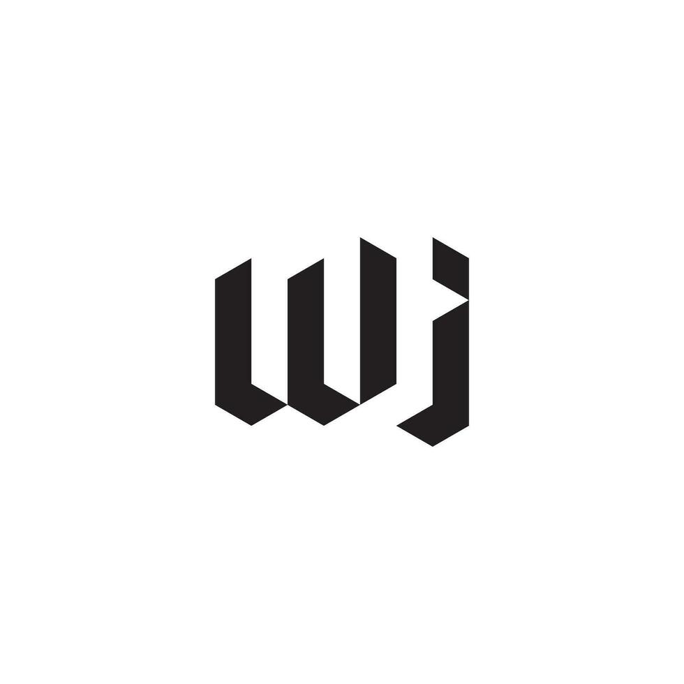 WJ geometric and futuristic concept high quality logo design vector