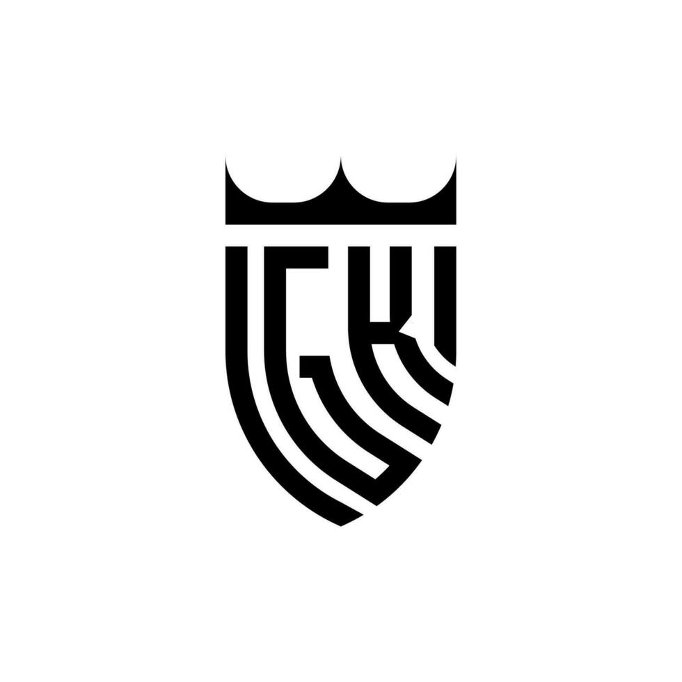 GK crown shield initial luxury and royal logo concept vector