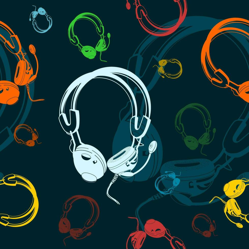 editable varios colores auricular vector ilustración como sin costura modelo con oscuro antecedentes para audio tecnología o eléctrico relacionado diseño proyecto