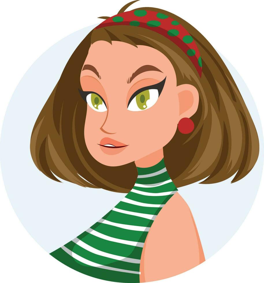 Casual green red chrismast illustration of women in casual clothes and beauty. Female characters in a flat style. Portrait avatar user profile for social media beautiful girl pretty expression vector