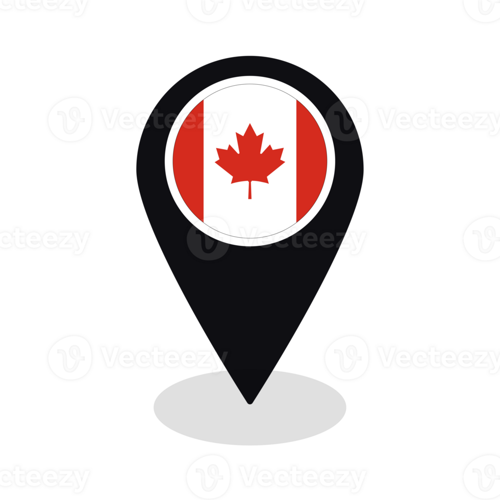 Flag of Canada flag on map pinpoint icon isolated black color png