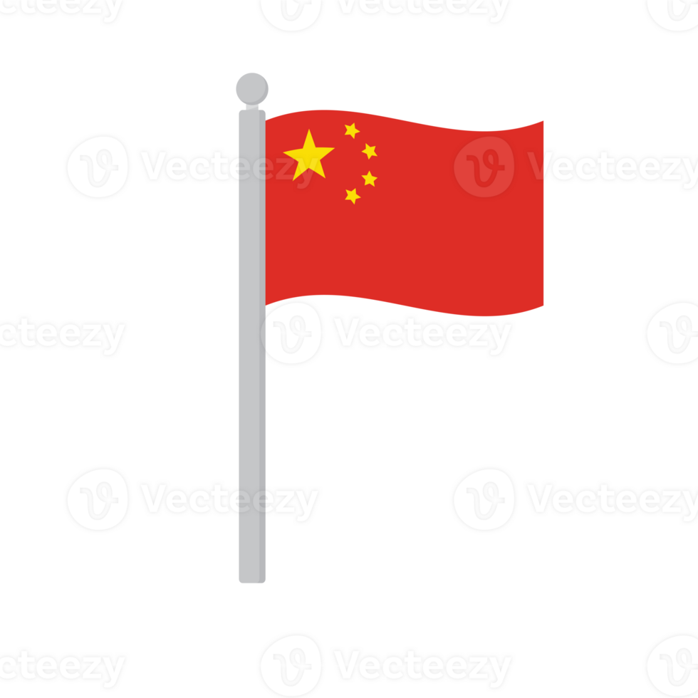 Flag of China on flagpole isolated png