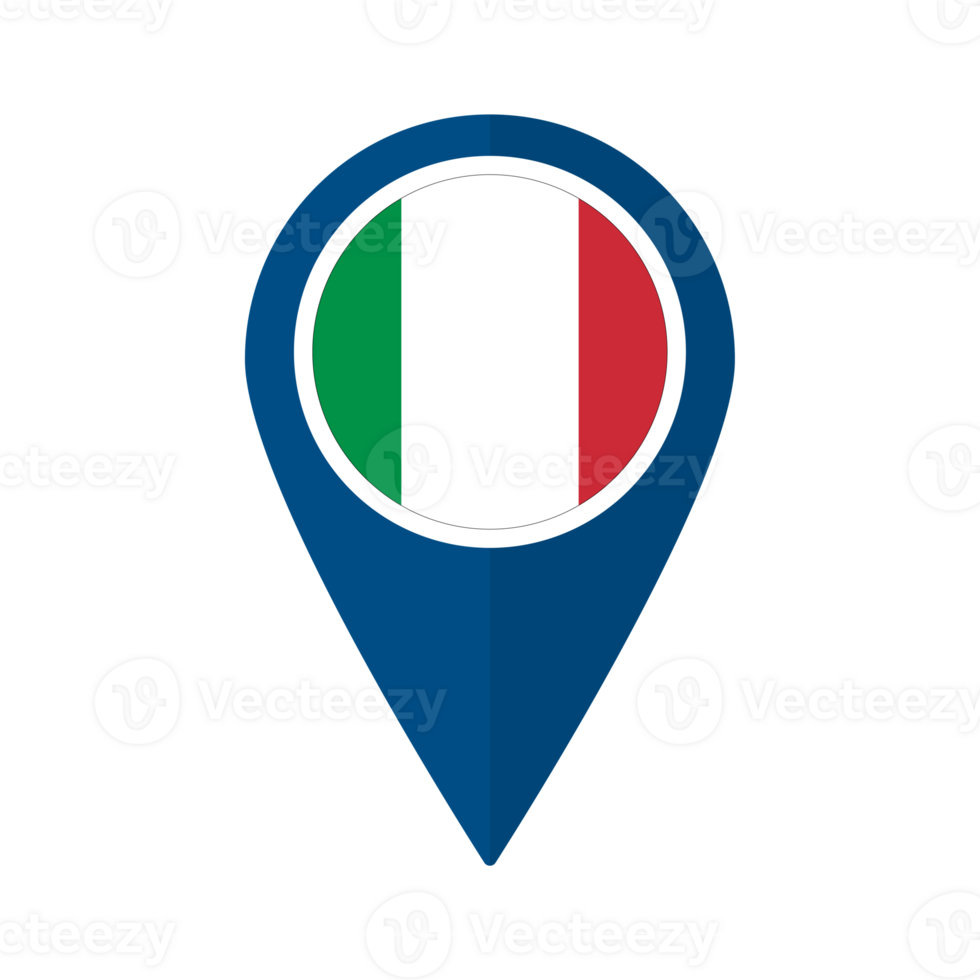 Flag of Italy flag on map pinpoint icon isolated blue color png