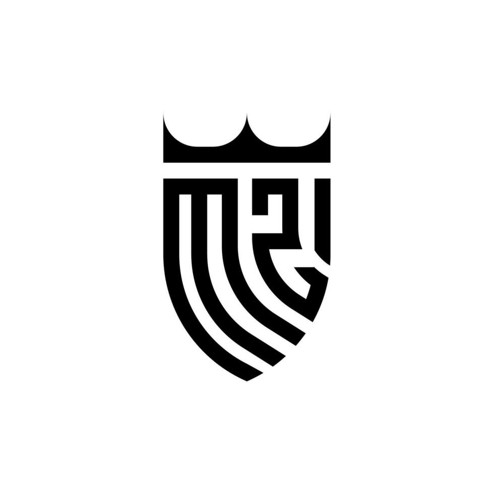 MZ crown shield initial luxury and royal logo concept vector