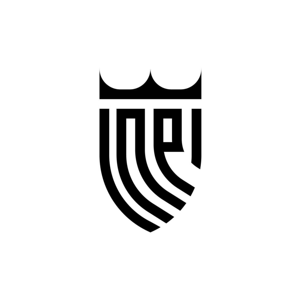 NP crown shield initial luxury and royal logo concept vector