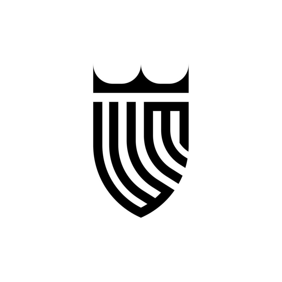 WM crown shield initial luxury and royal logo concept vector