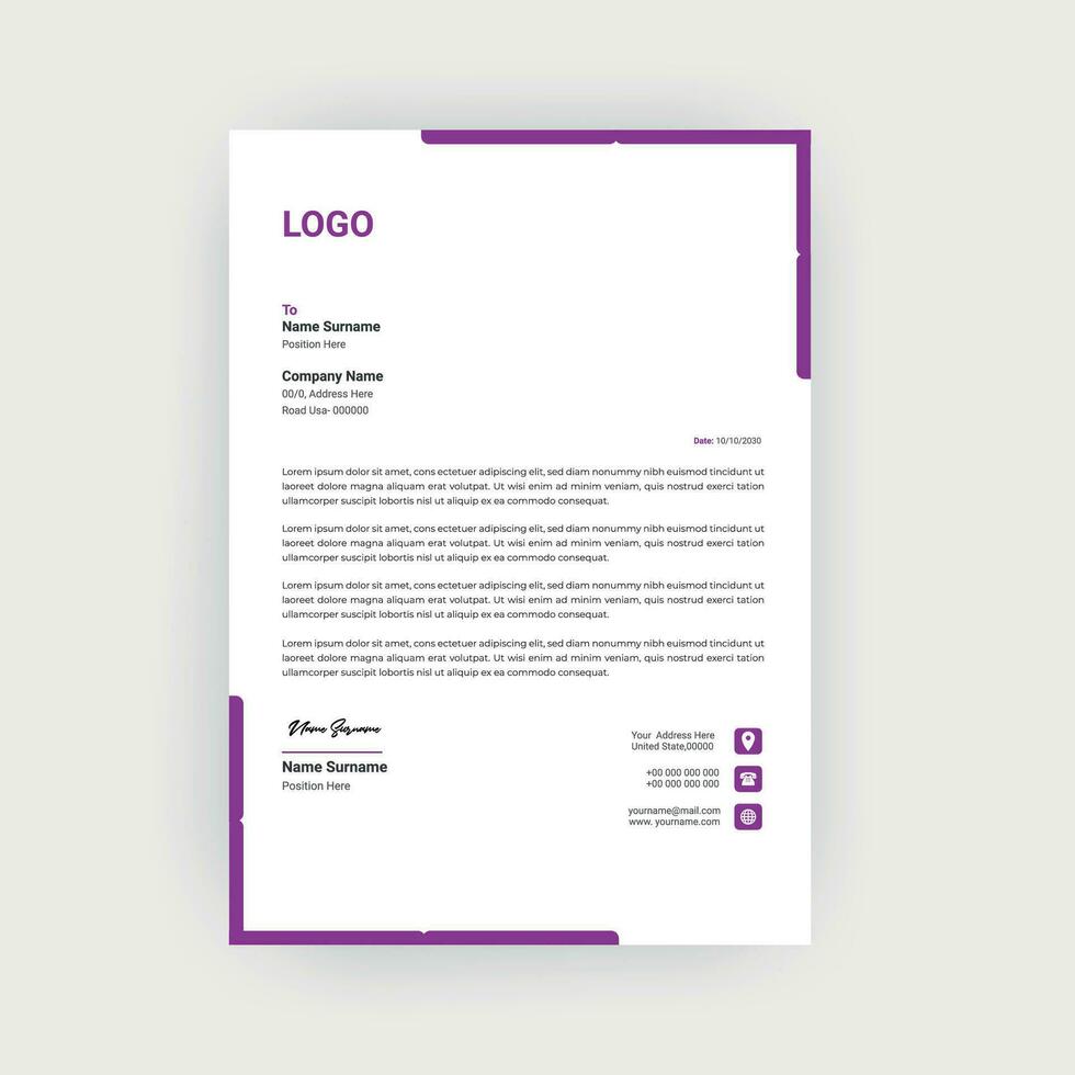 Simple and creative letterhead design template vector