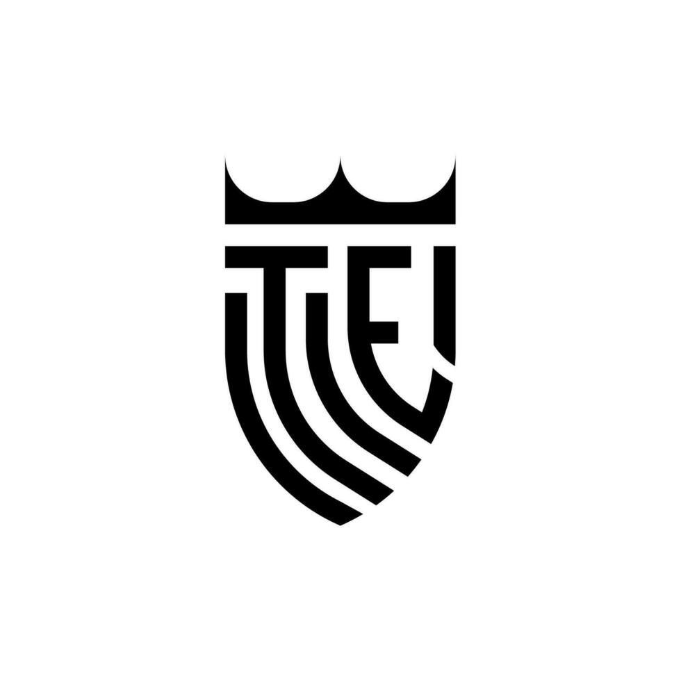 TE crown shield initial luxury and royal logo concept vector