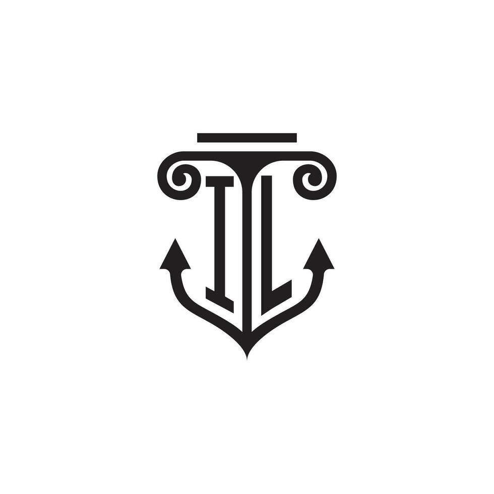 IL pillar and anchor ocean initial logo concept vector