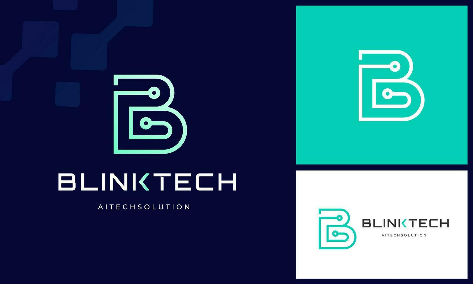 Modern Simple Initial Letter B with digital technology wire link internet connection logo design vector