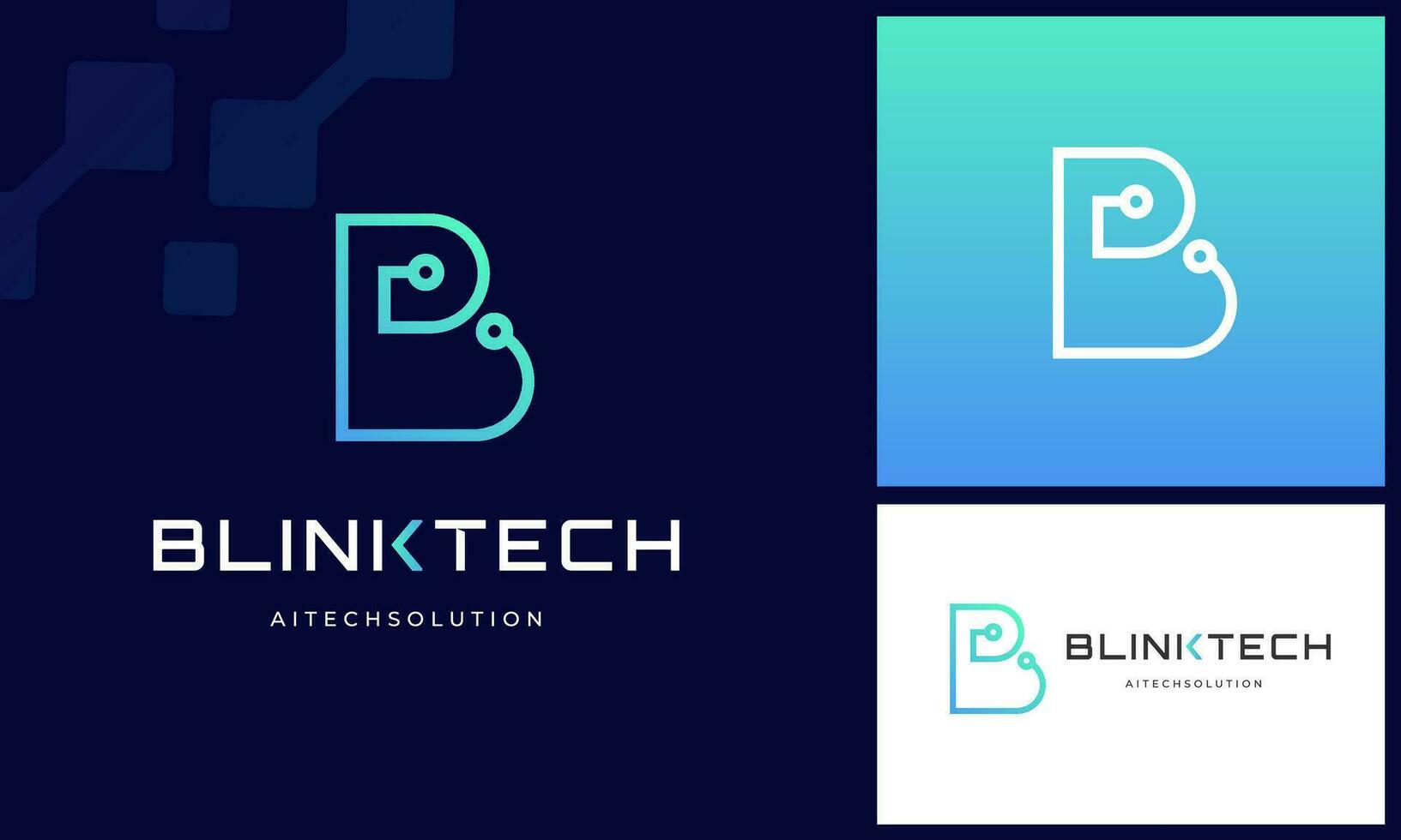 Modern initial letter B with digital technology wire link internet connection logo design vector