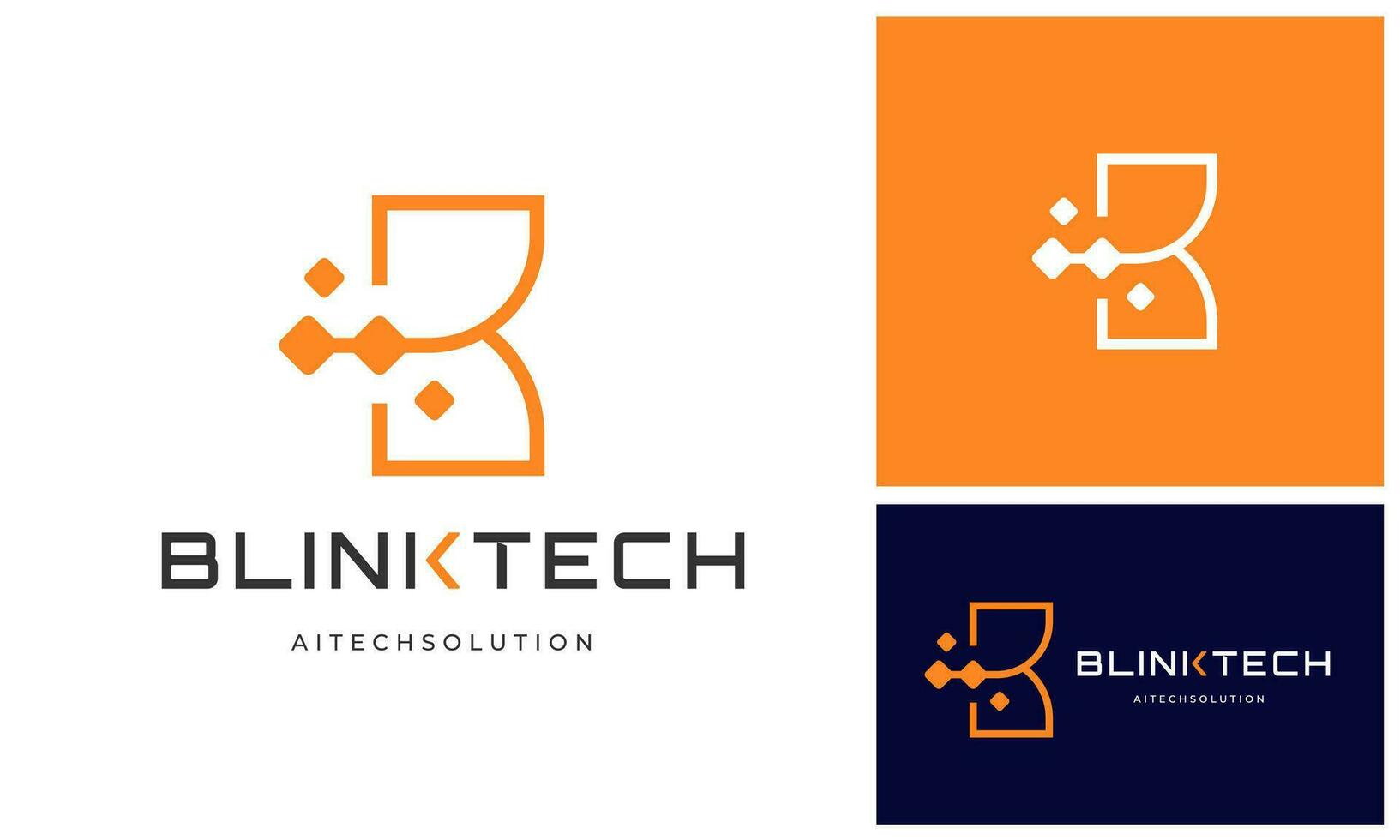 Modern initial letter B pixel data with digital technology wire link internet connection logo design vector