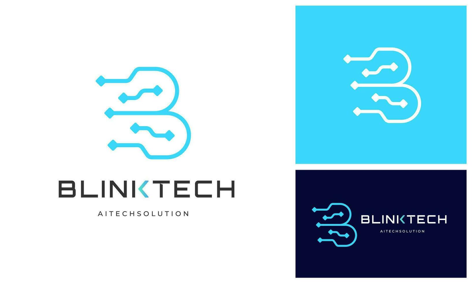 Simple Initial Letter B with digital technology wire link internet connection logo design vector