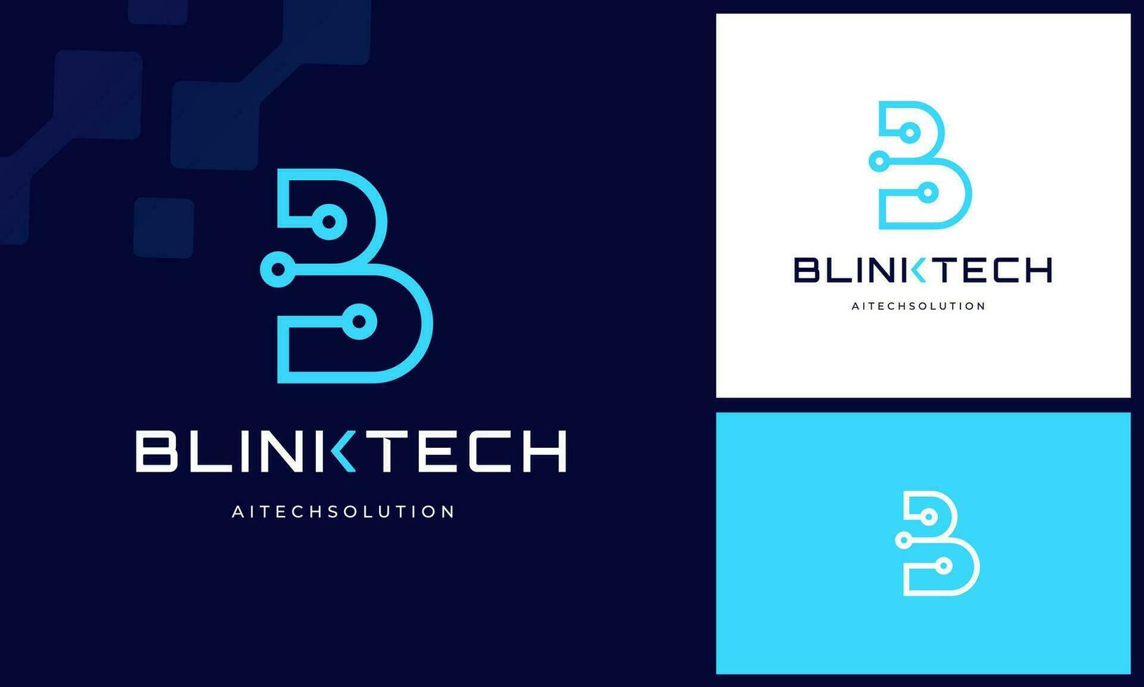 Modern simple initial letter B with digital technology wire link internet connection logo design vector