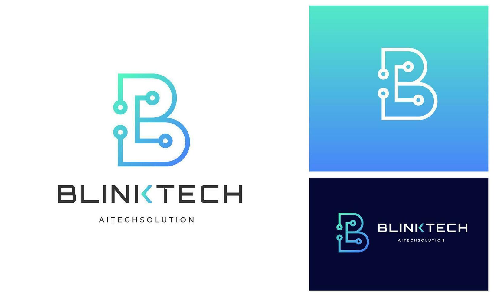 Modern initial letter B with digital technology wire link internet connection logo design vector