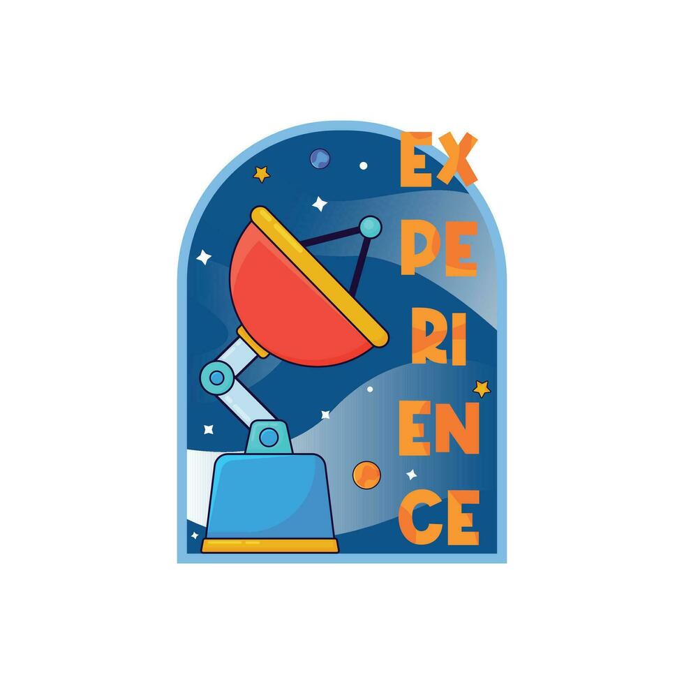 Design Space logo, Space badges, patches, emblems, badges and labels, sticker. Children friendly, cartoon design style, vector