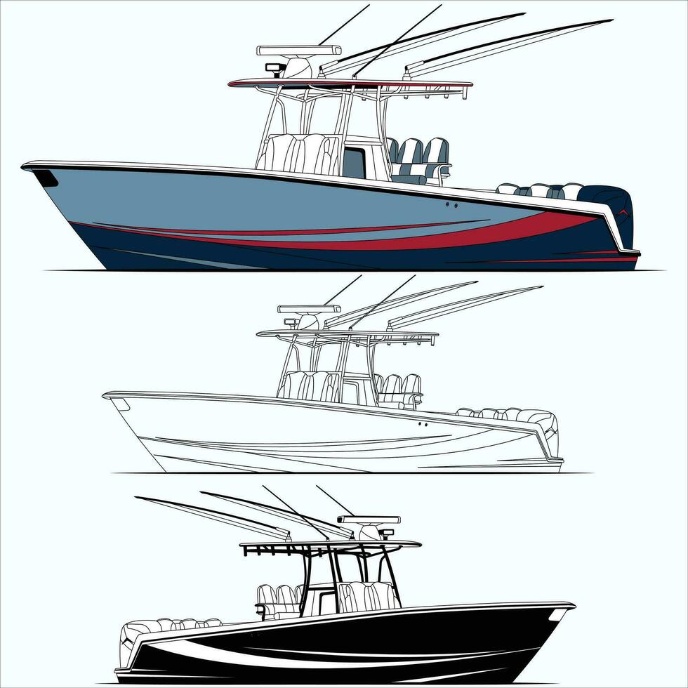 Side view fishing boat vector