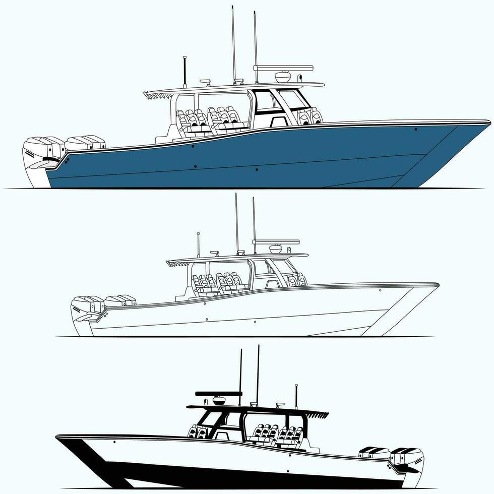 alto calidad pescar barco vector para mar cuales es imprimible en varios materiales