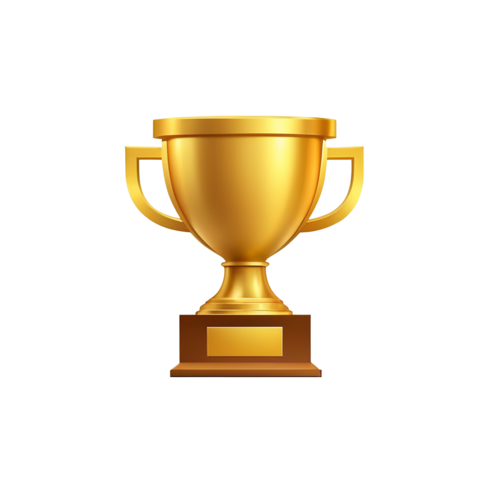 AI Generative gold trophy cup 3D icon on transparent background PNG image