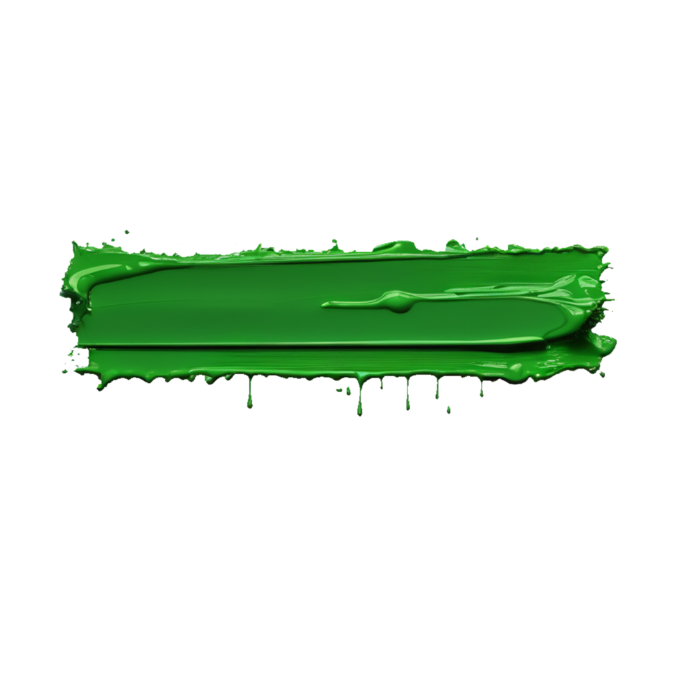 AI Generative green paint splashes strip on transparent background PNG image