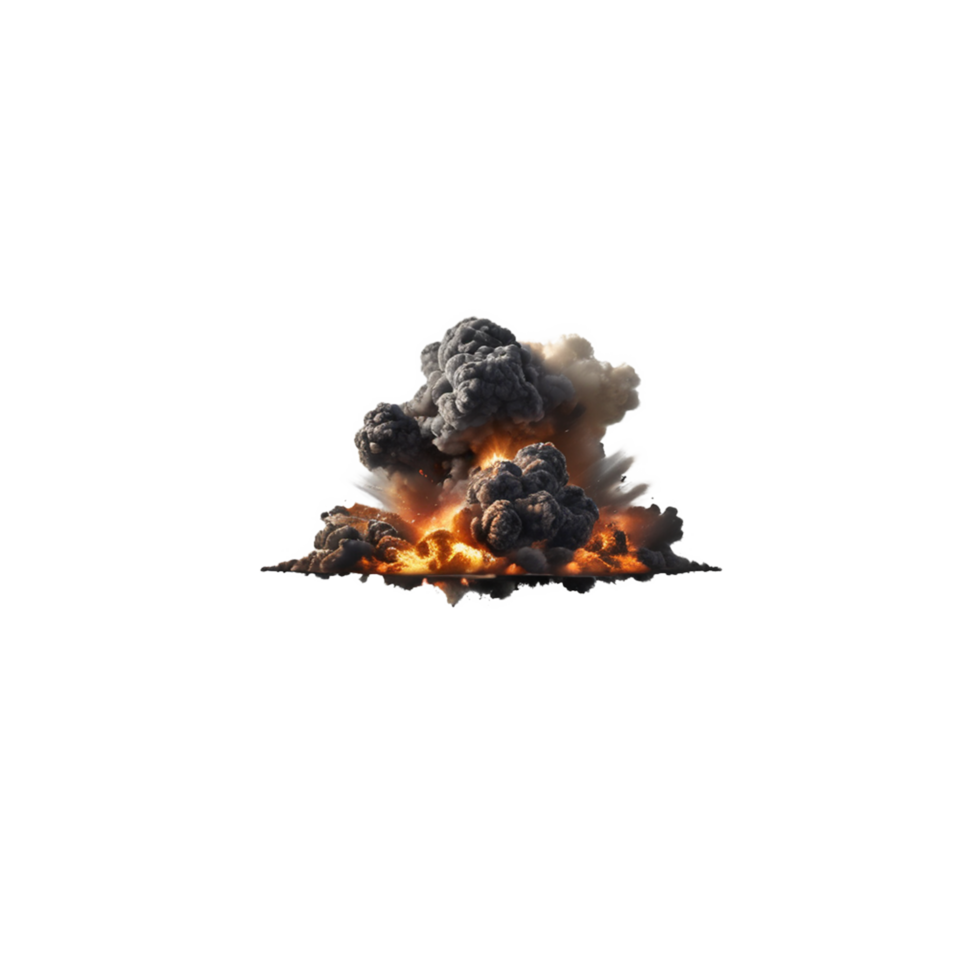 AI Generative explosion with smoke 3d , on transparent background PNG image