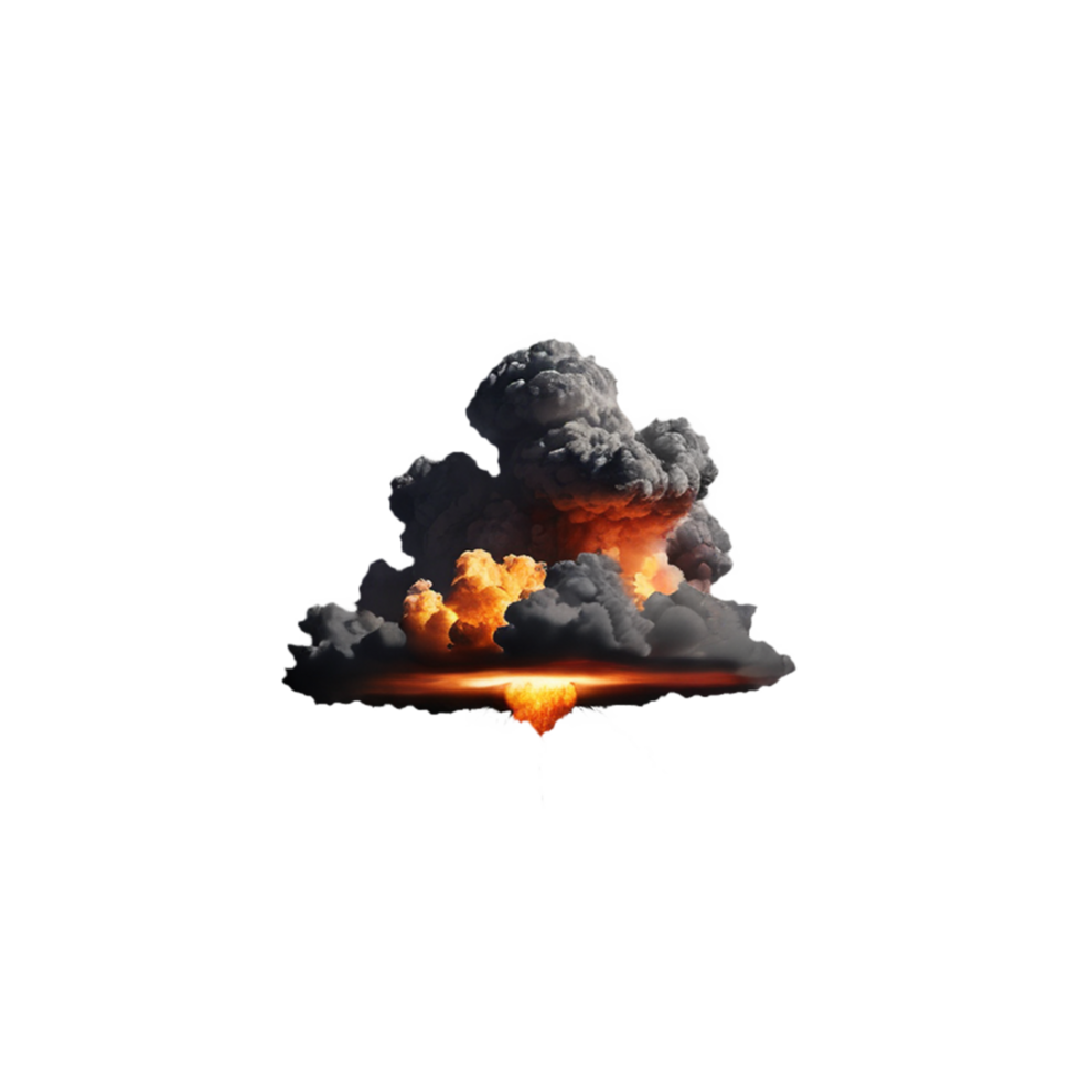 AI Generative explosion with smoke 3d , on transparent background PNG image