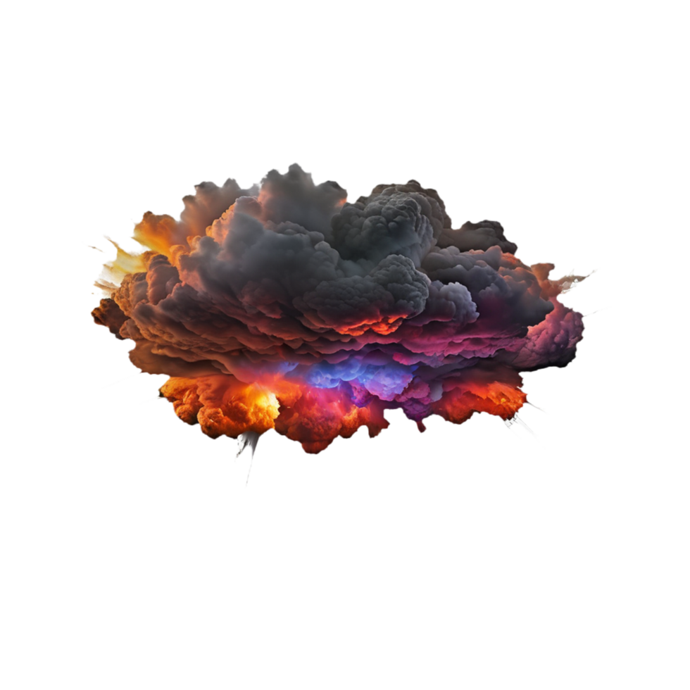 AI Generative explosion with smoke 3d , on transparent background PNG image