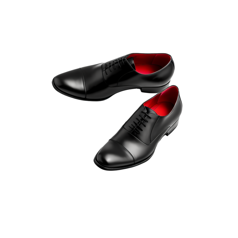 AI Generative pair of black shoes on transparent background PNG image