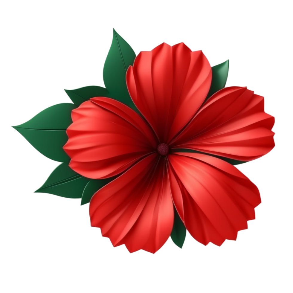 AI Generative red hibiscus flower on transparent background PNG image