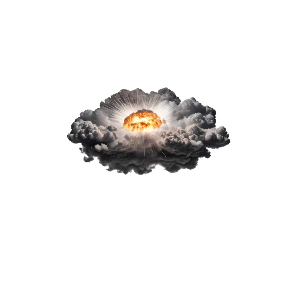 AI Generative explosion with smoke 3d , on transparent background PNG image