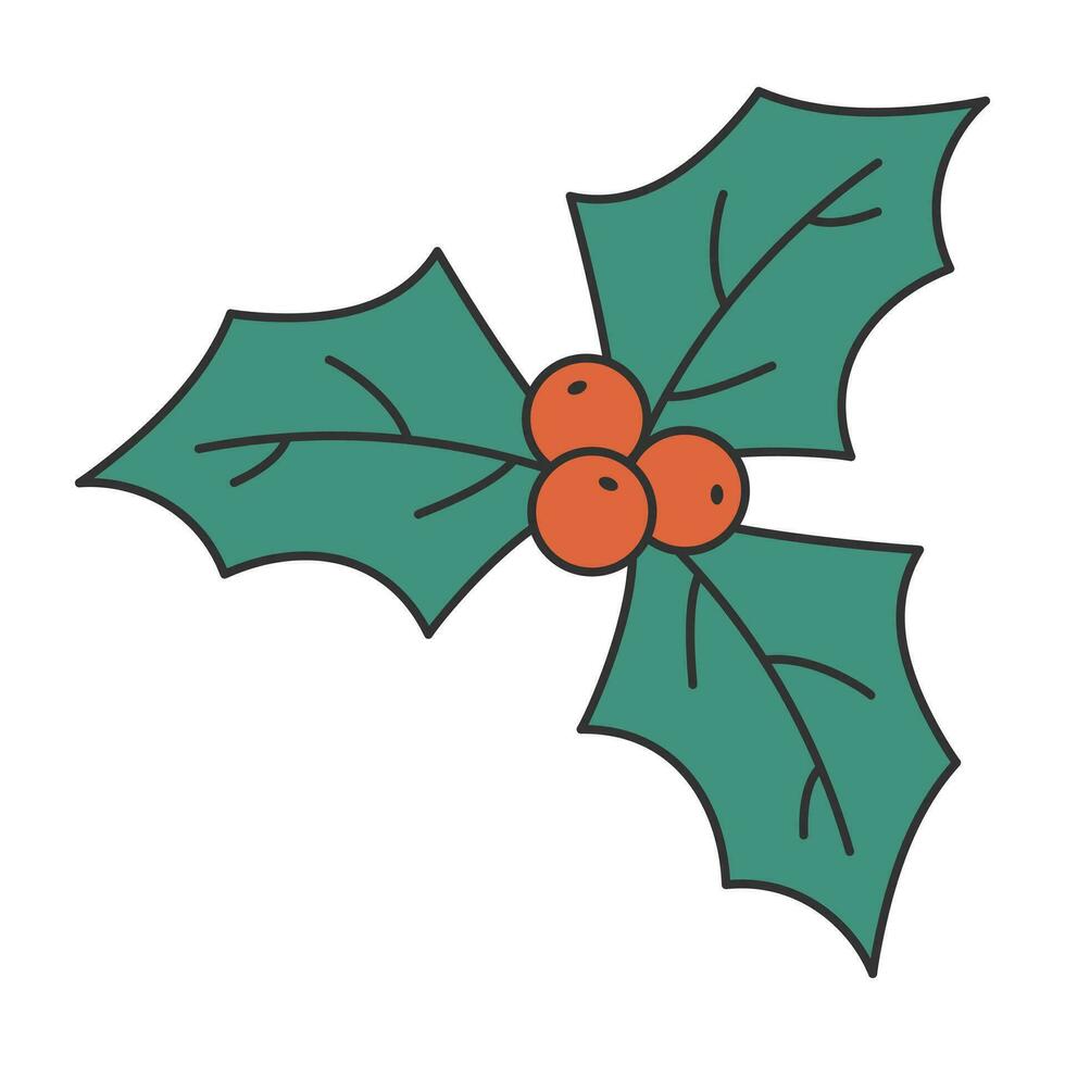 Christmas holly berry. Christmas decorations. Vector illustration.