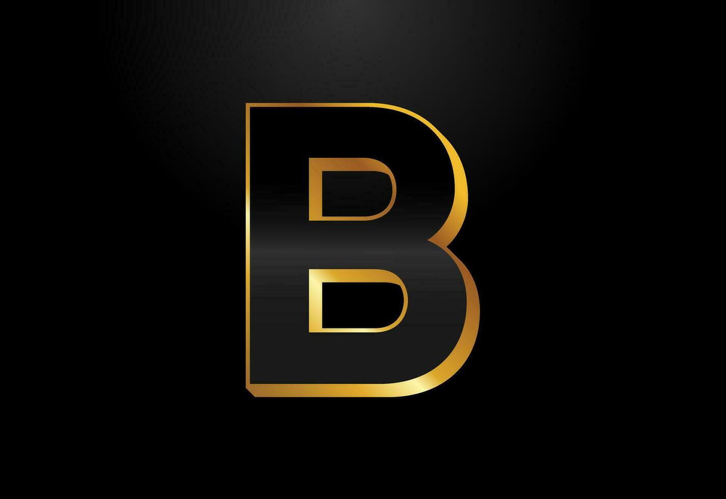 Gold and black color alphabet B. Elegant Gold Color alphabet vector illustration