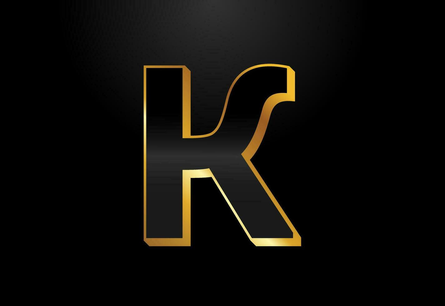 oro y negro color alfabeto k. elegante oro color alfabeto vector ilustración