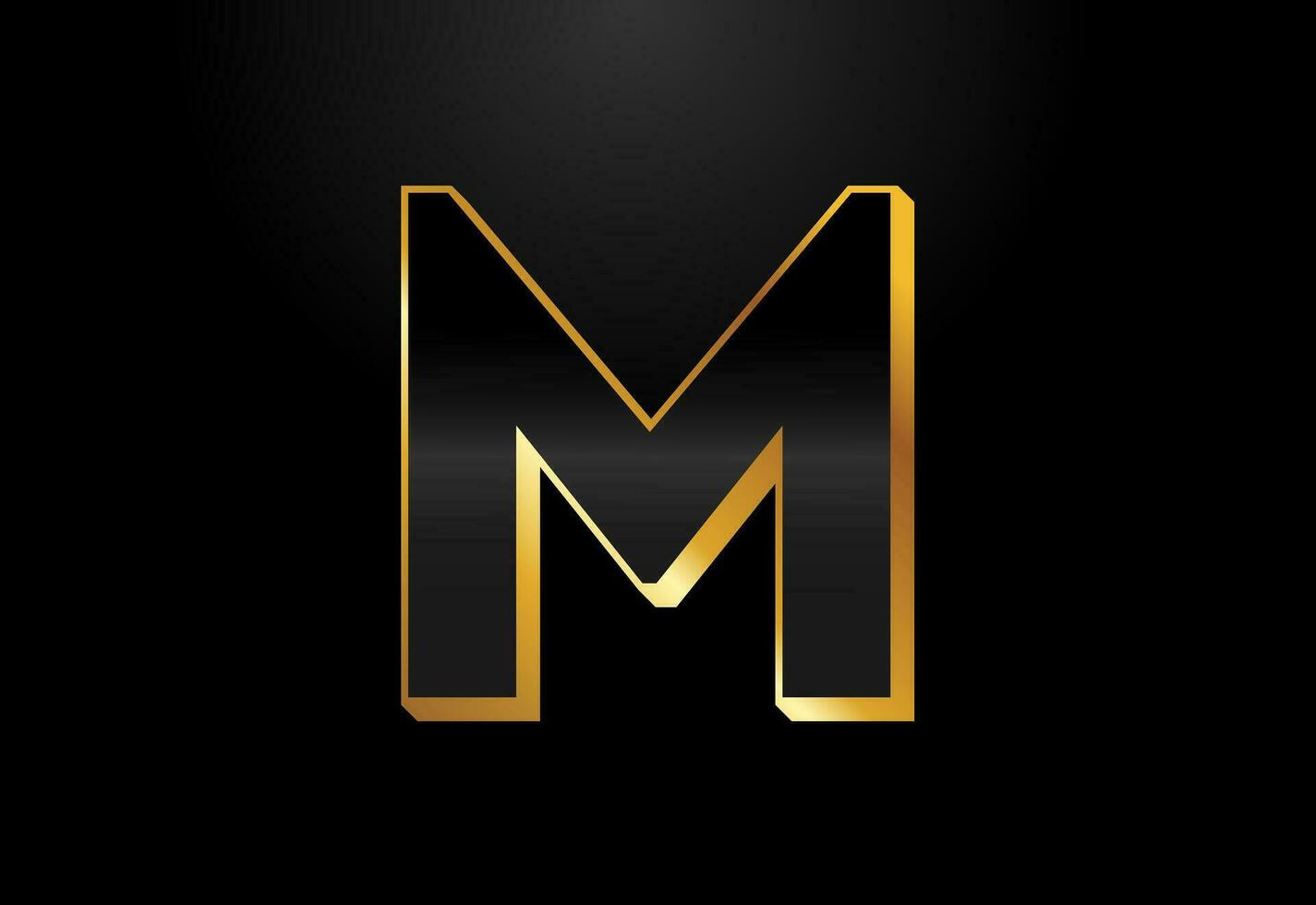 Gold and black color alphabet M. Elegant Gold Color alphabet vector illustration