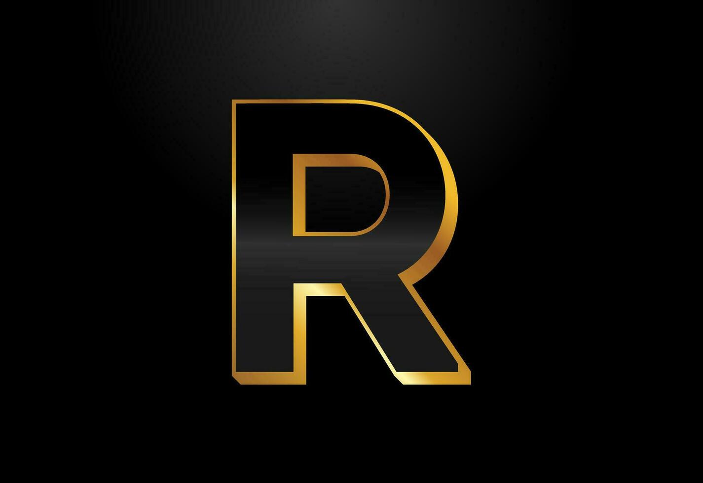 oro y negro color alfabeto R. elegante oro color alfabeto vector ilustración