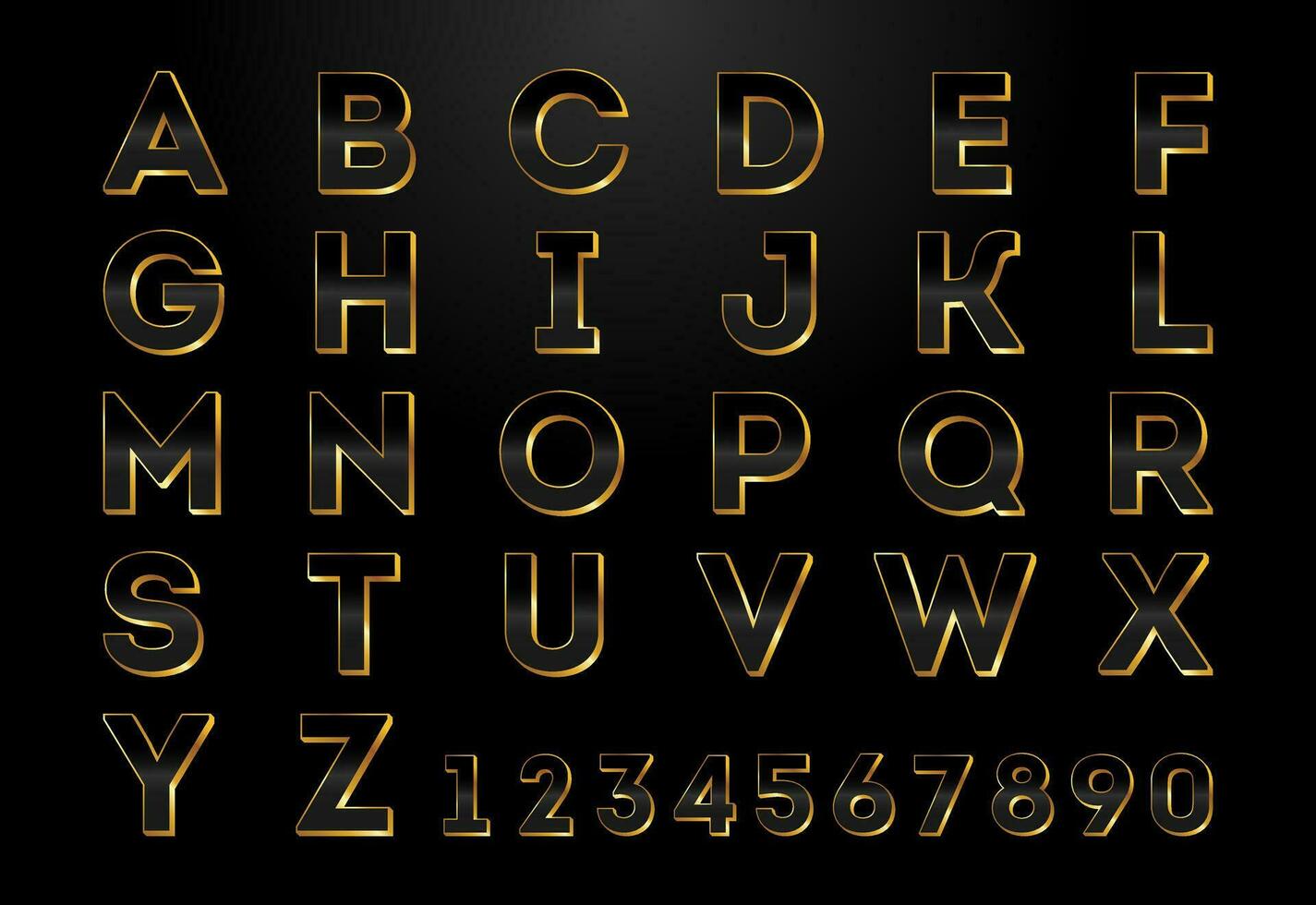 oro y negro color alfabeto z. elegante oro color alfabeto vector ilustración