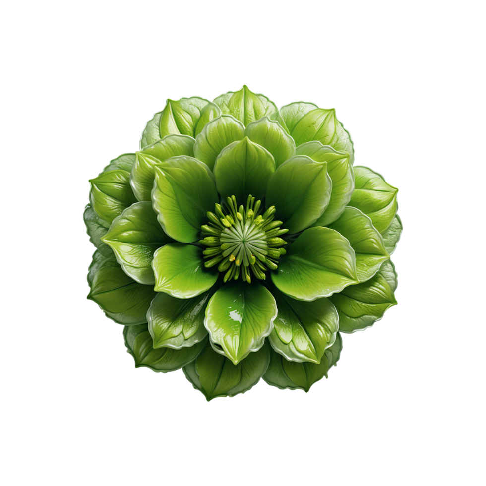 AI Generative green rose flower on transparent background PNG image