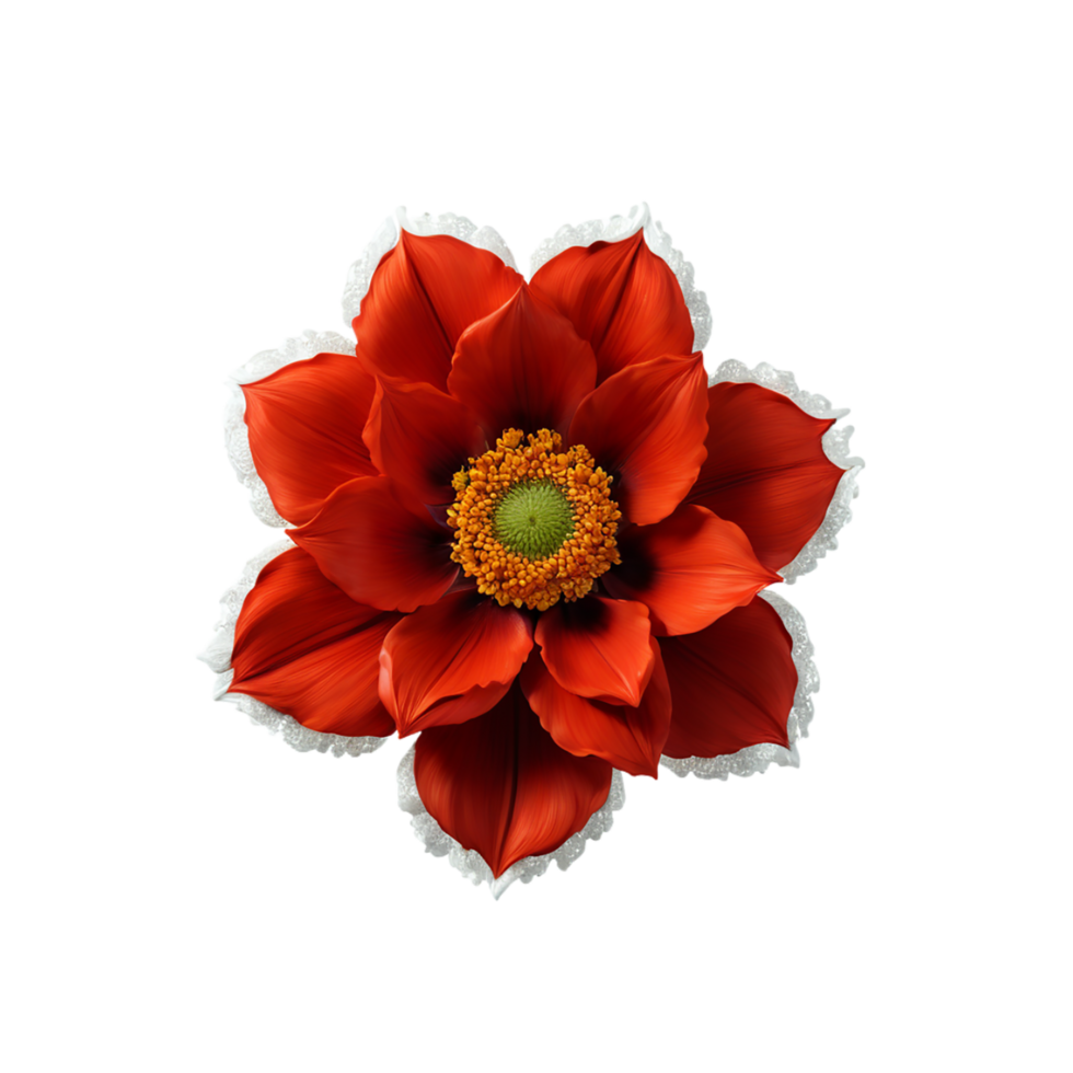 AI Generative red dahlia flower on transparent background PNG image