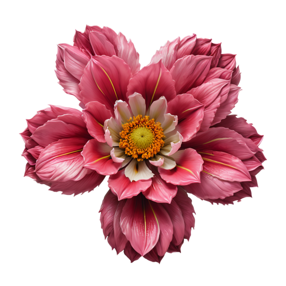 AI Generative pink dahlia flower isolated on transparent background PNG image