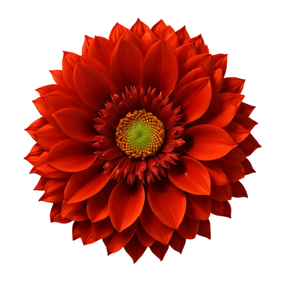 AI Generative red dahlia flower isolated on transparent background PNG image