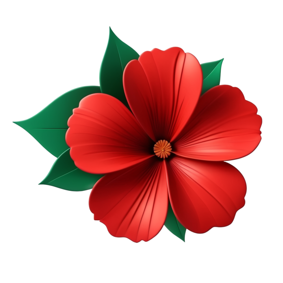 AI Generative red hibiscus flower on transparent background PNG image