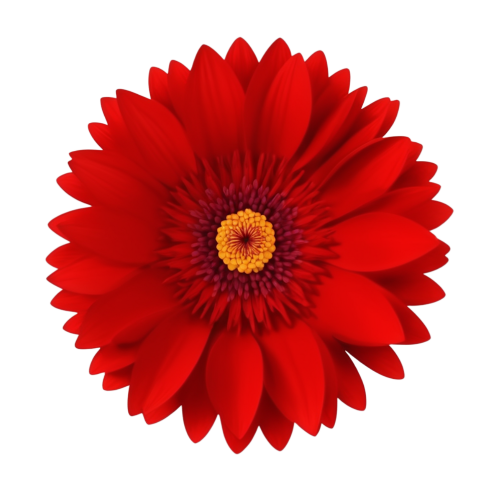 AI Generative red dahlia flower isolated on transparent background PNG image