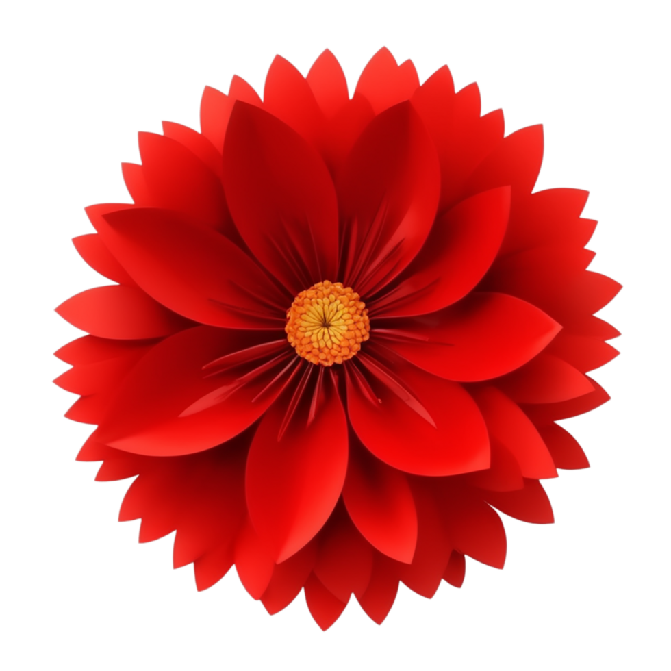 AI Generative red dahlia flower isolated on transparent background PNG image