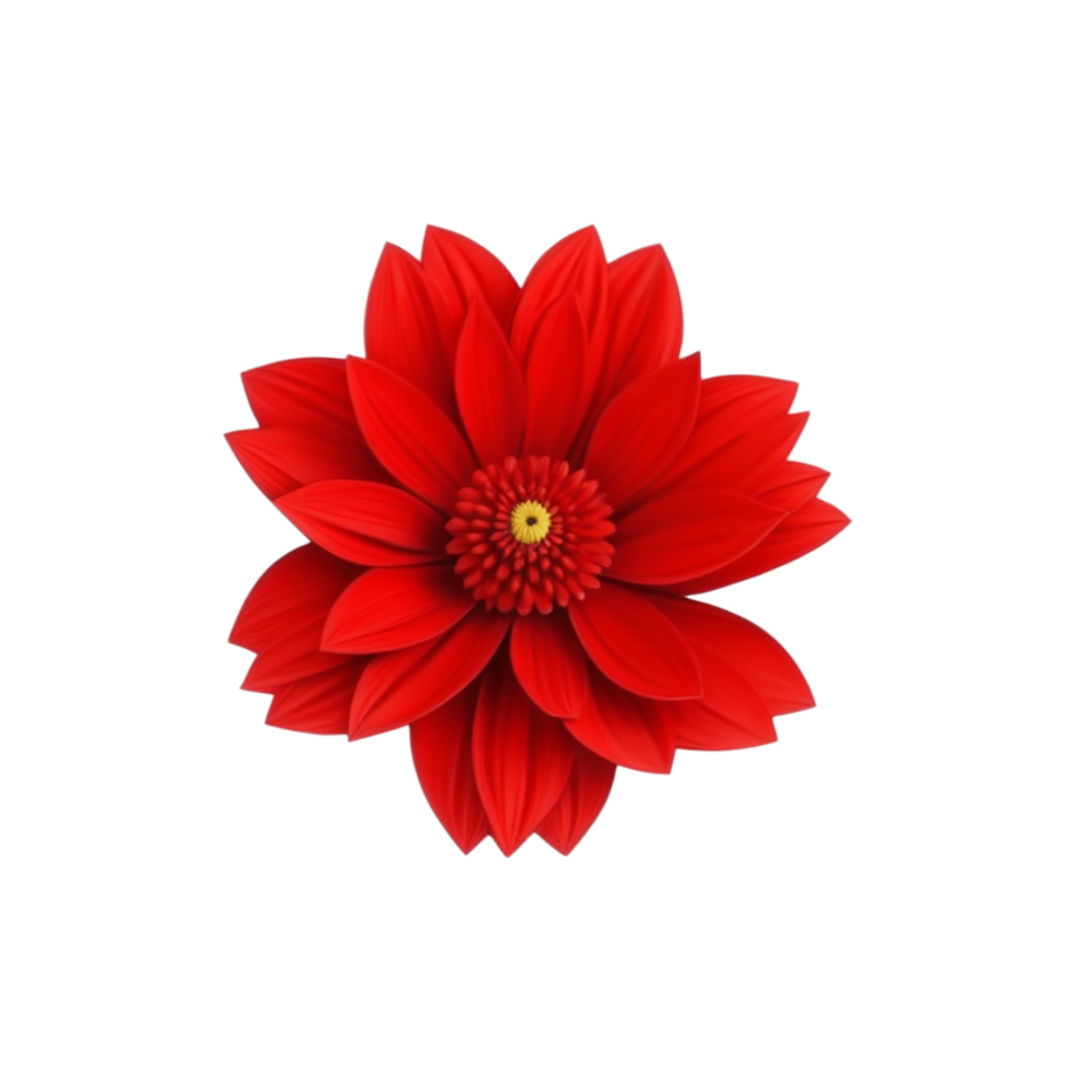 AI Generative red dahlia flower on transparent background PNG image