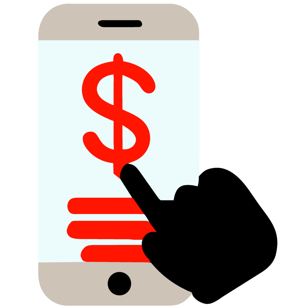 Smartphone with dollar sign on the screen. payment online png